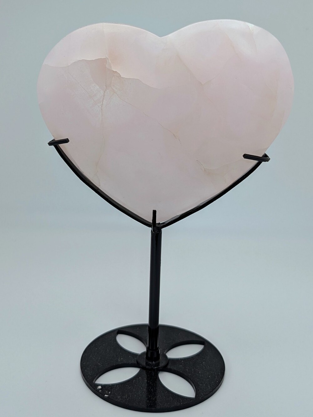 Large Pink Mangano Calcite Heart w/Stand